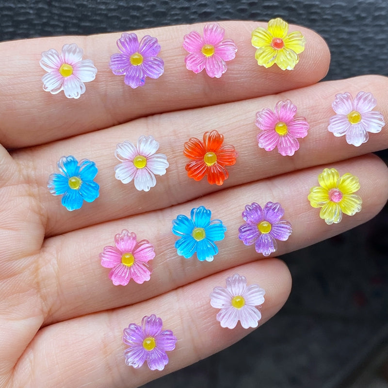 10pcs Mixed Mini Floret Cabochons for DIY Crafts Jewelry Hair Accessories