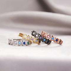 925 Silver Heart Hoop Earrings with Zircon Decor