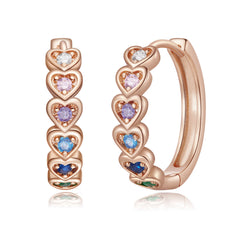 925 Silver Heart Hoop Earrings with Zircon Decor