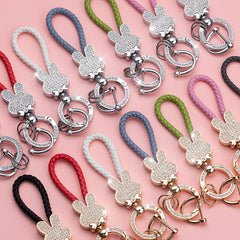 Rhinestone Keychain Car Metal Keychain Leather Bracelet Wristlet