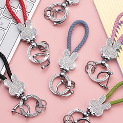 Rhinestone Keychain Car Metal Keychain Leather Bracelet Wristlet