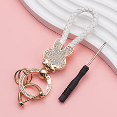 Rhinestone Keychain Car Metal Keychain Leather Bracelet Wristlet