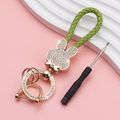 Rhinestone Keychain Car Metal Keychain Leather Bracelet Wristlet