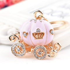 Pumpkin Carriage Keychain Rhinestone Charm Christmas Gift