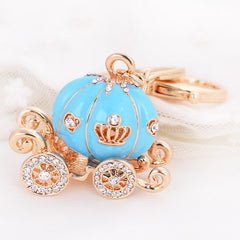 Pumpkin Carriage Keychain Rhinestone Charm Christmas Gift