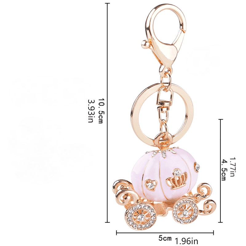 Pumpkin Carriage Keychain Rhinestone Charm Christmas Gift