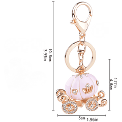 Pumpkin Carriage Keychain Rhinestone Charm Christmas Gift