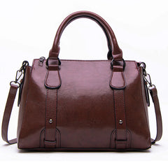Retro Style Vegan Leather Tote Bag Crossbody Satchel Purse