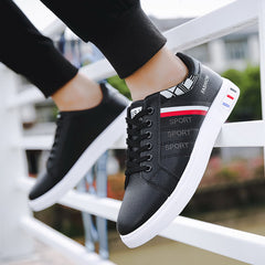 Men's Stripped Lace Up Sneakers Casual Walking Shoes