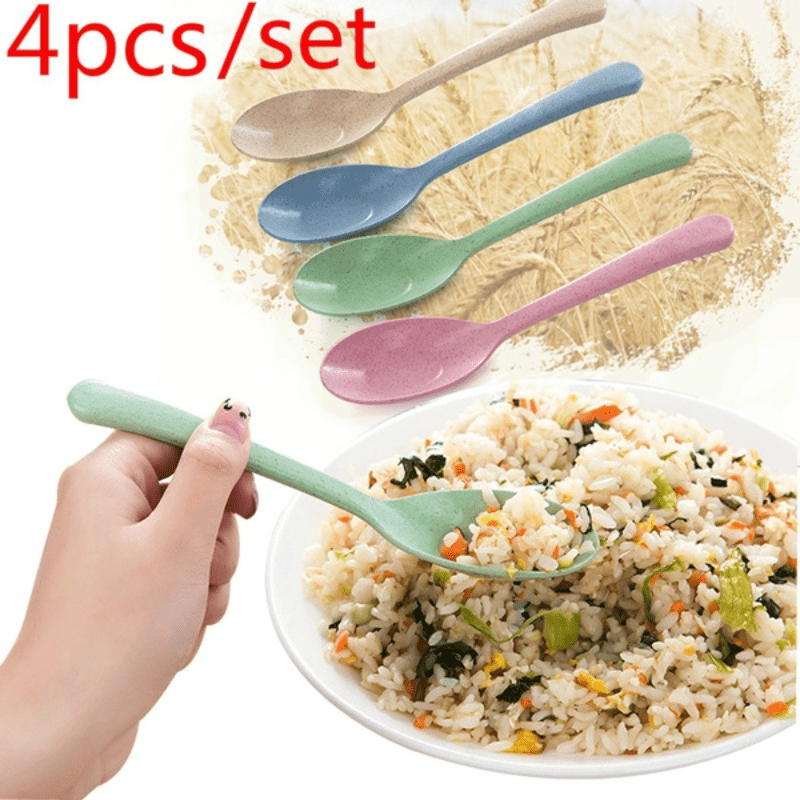 4pcs Long Handled Plastic Soup and Rice Spoon Set