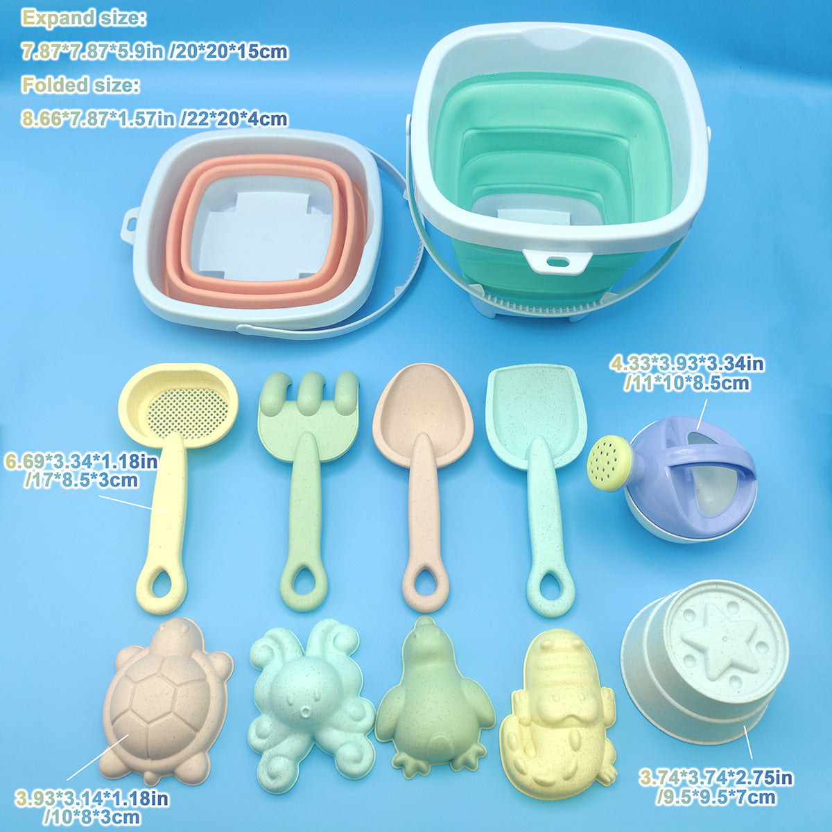 11pcs Beach Outdoors Toy Set Water Bucket Sand Shovel Children Play Sand Tool