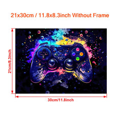 Neon Light Game Controller Canvas Wall Art