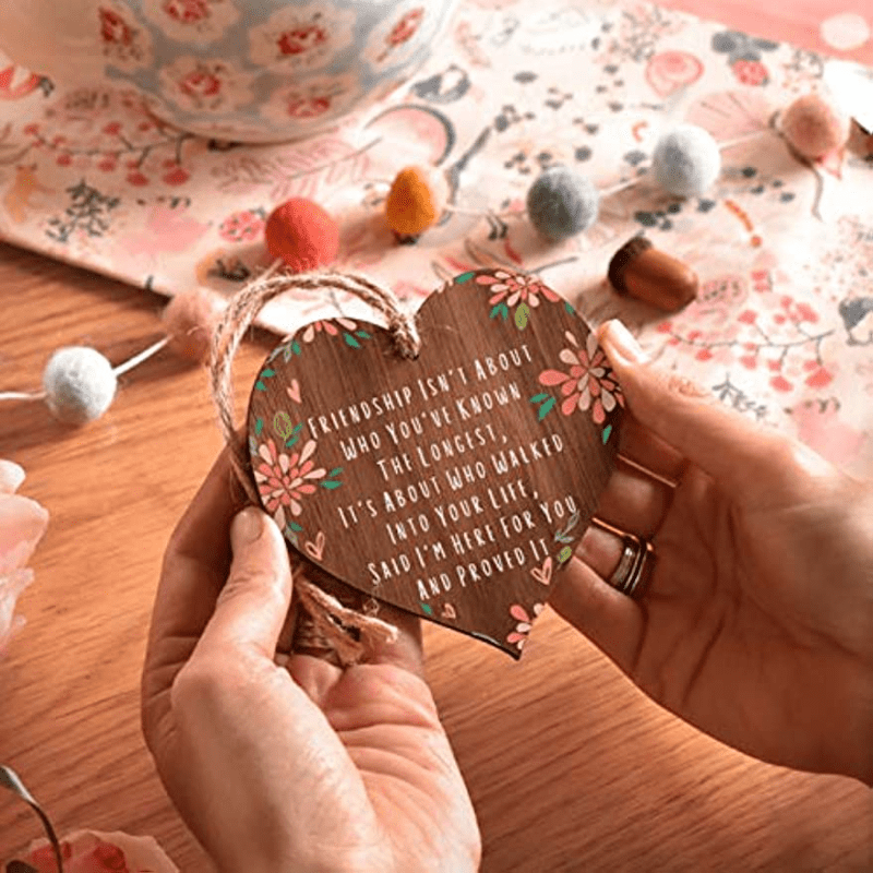 Friendship Friends Wooden Hanging Heart Sentimental Inspirational Gift