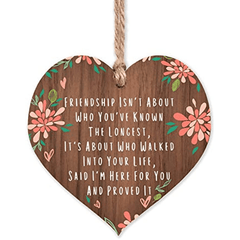 Friendship Friends Wooden Hanging Heart Sentimental Inspirational Gift