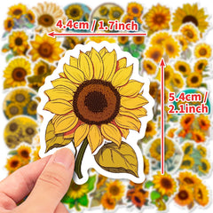 50pcs Sunflower Waterproof Stickers for Car Laptop Phone Luggage Water Bottle