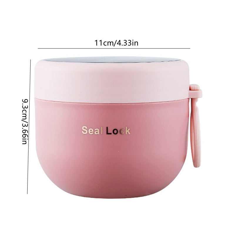 Portable Thermal Lunch Box 600ml Insulated Food Container with Spork