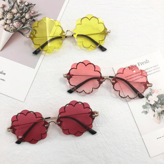 Y2K Flower Rimless Sunglasses UV400 Sun Shades For Beach Party