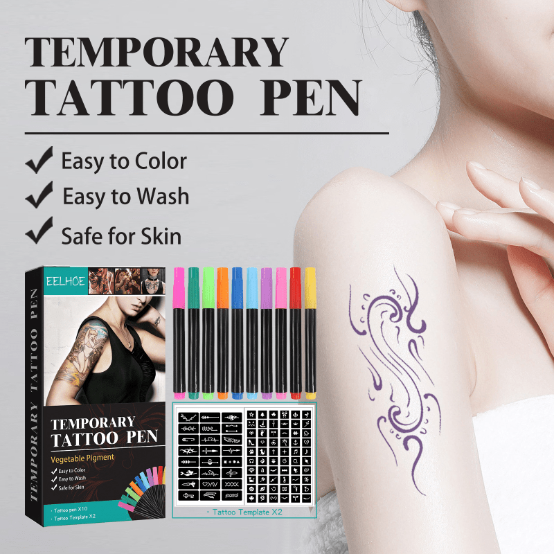 Temporary Tattoo Pen Set Face Body DIY Makeup Halloween