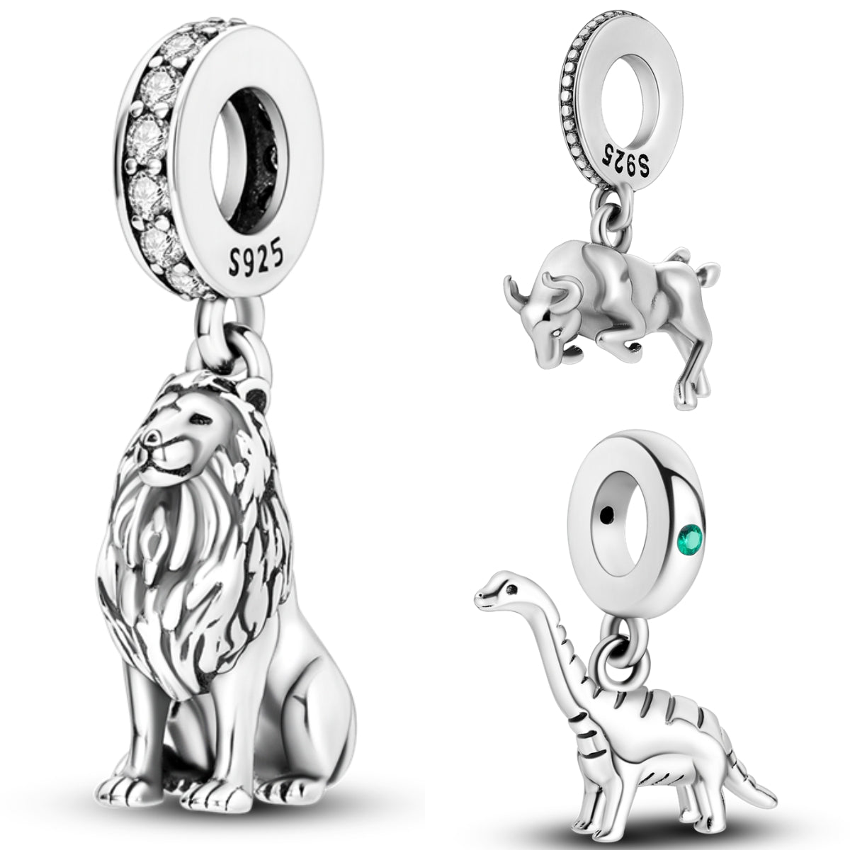 MISEFF Lion Pendant Bullfight Beads Dinosaur Charm Bracelet DIY Jewelry Gift