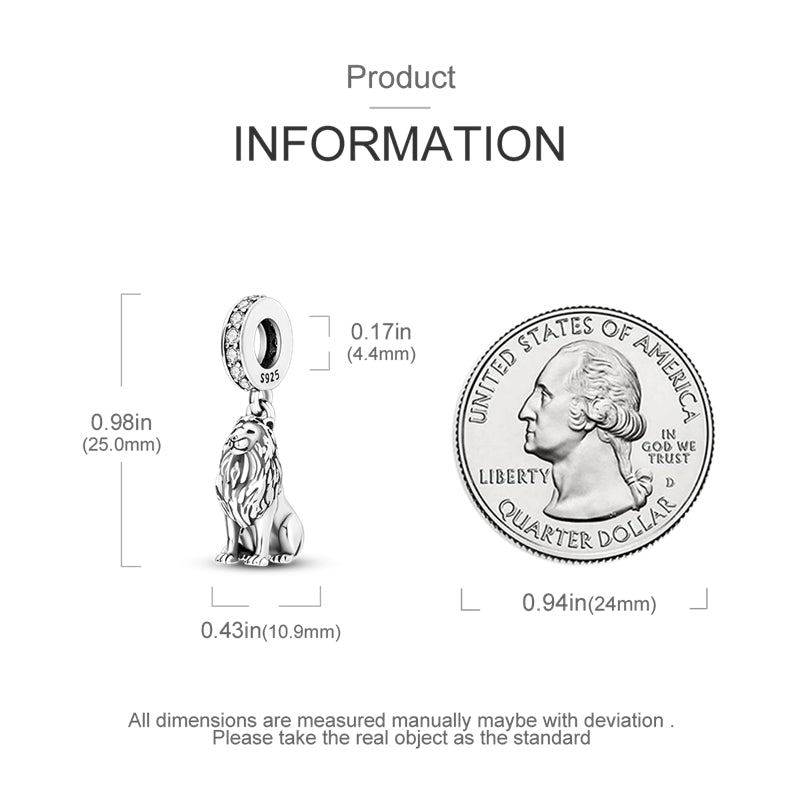 MISEFF Lion Pendant Bullfight Beads Dinosaur Charm Bracelet DIY Jewelry Gift