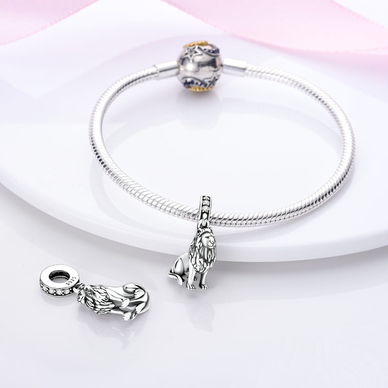 MISEFF Lion Pendant Bullfight Beads Dinosaur Charm Bracelet DIY Jewelry Gift
