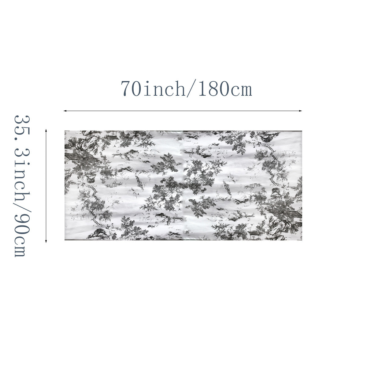 Vintage Lotus Print Silk Scarf Satin Head Wrap Beach Towel for Women