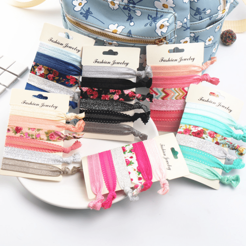 6pcs Boho Hair Tie Wide Hair Rope Knotted Ribbon Ponytail Holder