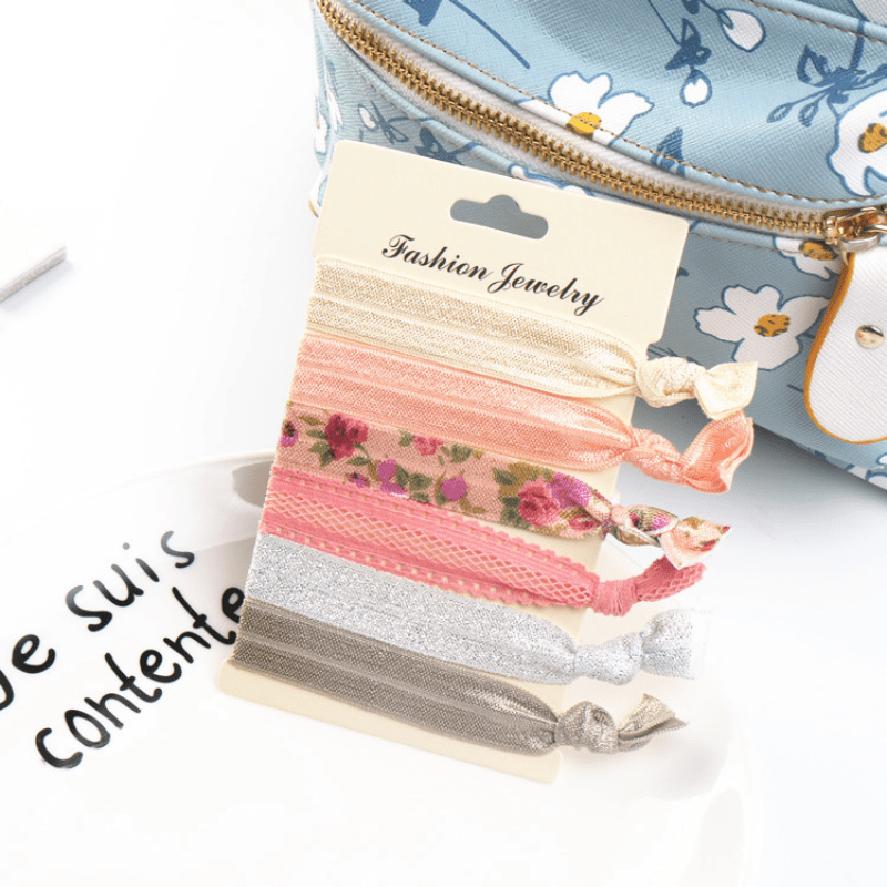 6pcs Boho Hair Tie Wide Hair Rope Knotted Ribbon Ponytail Holder