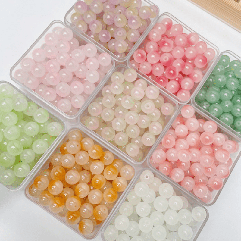 50pcs 8-10mm Double Glass Round Beads DIY Earrings Bracelet Necklace