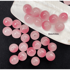 50pcs 8-10mm Double Glass Round Beads DIY Earrings Bracelet Necklace