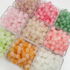 50pcs 8-10mm Double Glass Round Beads DIY Earrings Bracelet Necklace