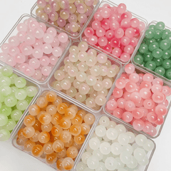 50pcs 8-10mm Double Glass Round Beads DIY Earrings Bracelet Necklace