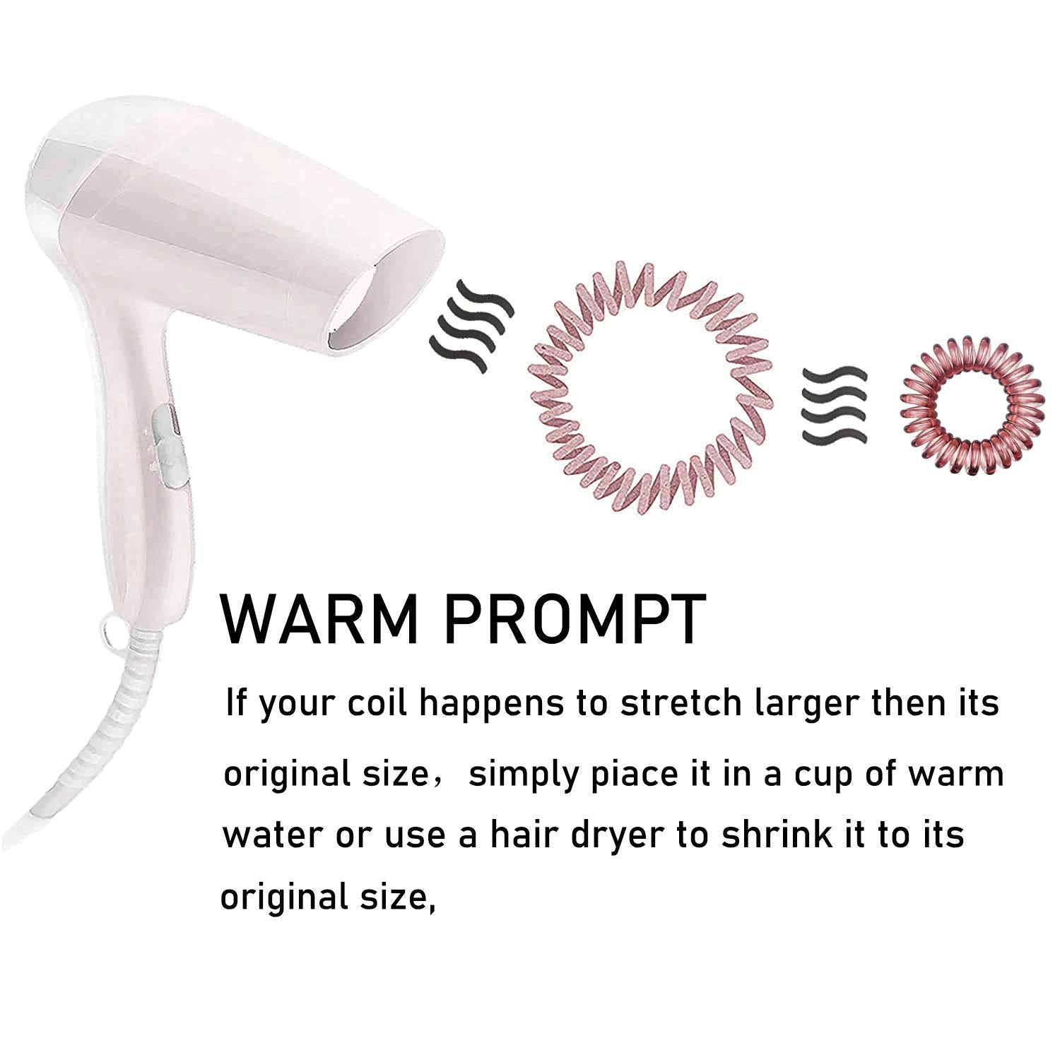 17pcs Spiral Hair Tie Waterproof Coil Hair Elastic Ponytail Holder Hair Accessor