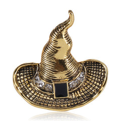 Cartoon Metal Witch Ghost Hat Pins Brooch Funny Party Jewelry Gift