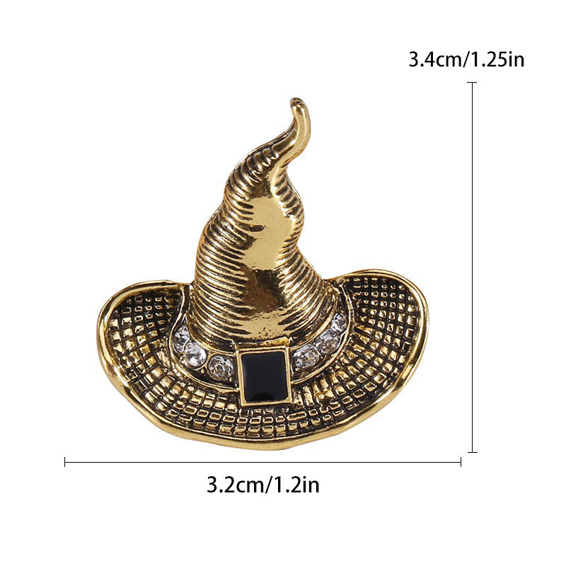 Cartoon Metal Witch Ghost Hat Pins Brooch Funny Party Jewelry Gift
