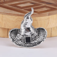 Cartoon Metal Witch Ghost Hat Pins Brooch Funny Party Jewelry Gift