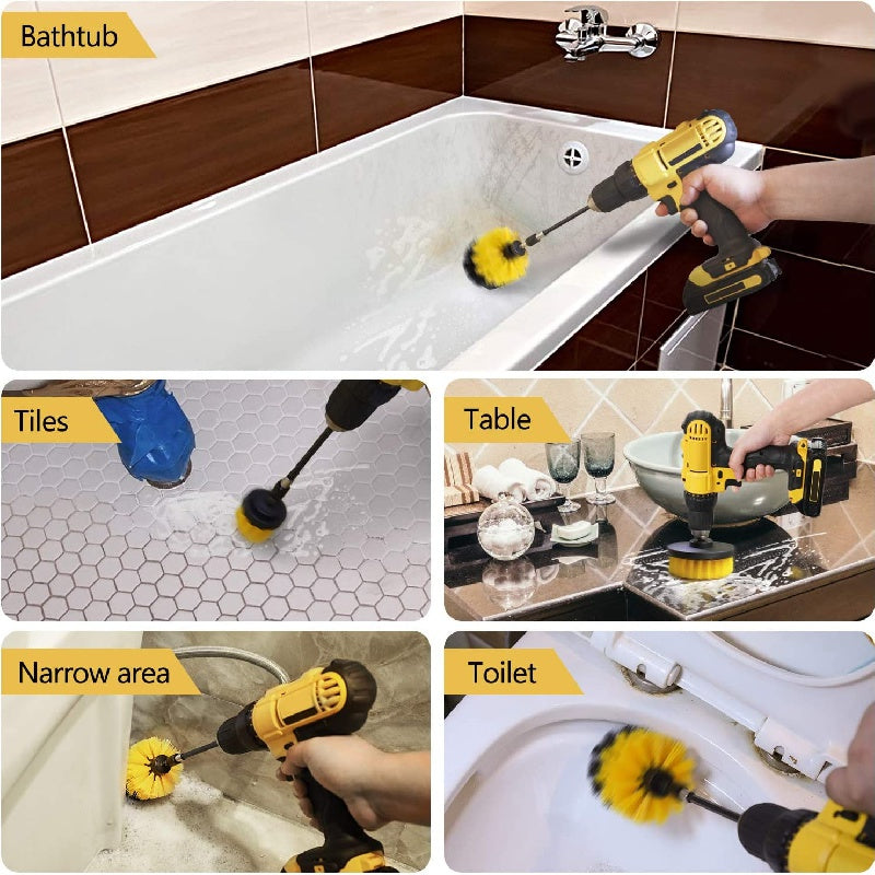 4pcs Drill Brush Attachment Set Power Scrubber Kit for Cleaning