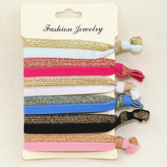 6pcs Colorful Knotted Hair Rope Ribbon Hair Tie Elastic Ponytail Holder