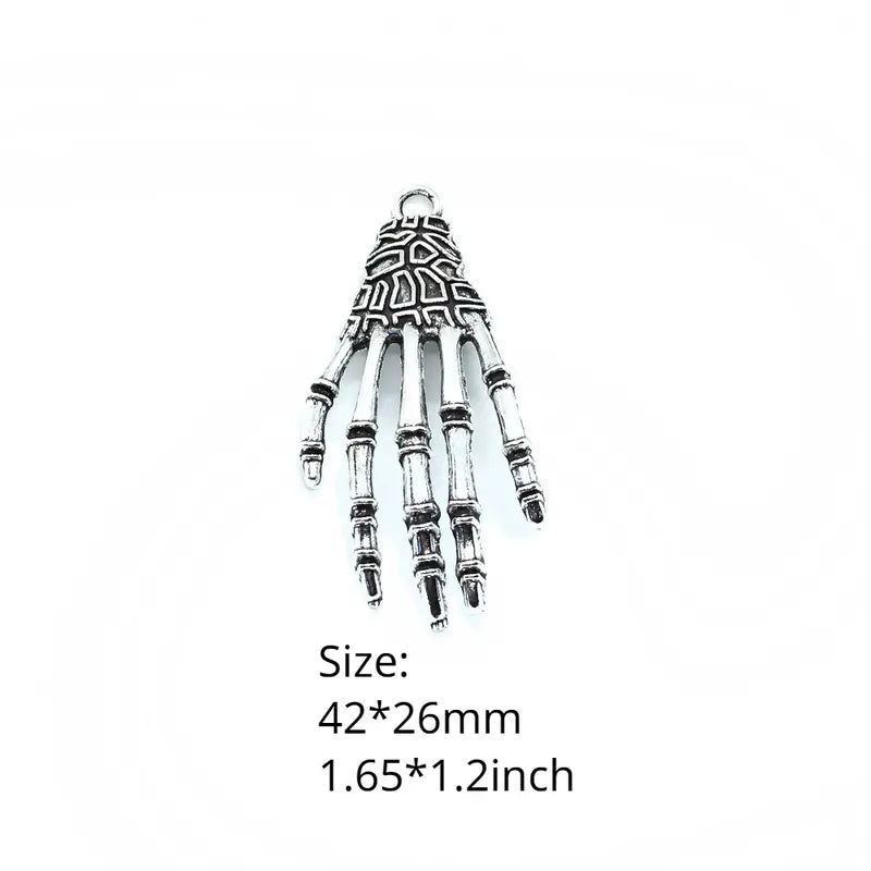 6pcs Alloy Skeleton Hand Pendants DIY Charms for Jewelry Craft
