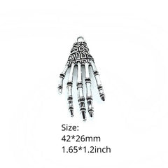 6pcs Alloy Skeleton Hand Pendants DIY Charms for Jewelry Craft