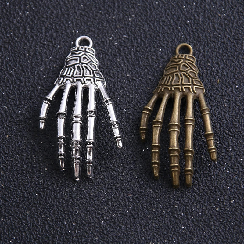 6pcs Alloy Skeleton Hand Pendants DIY Charms for Jewelry Craft