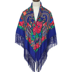 Vintage Tassel Square Scarf Boho Blanket Headscarf Windproof Shawl