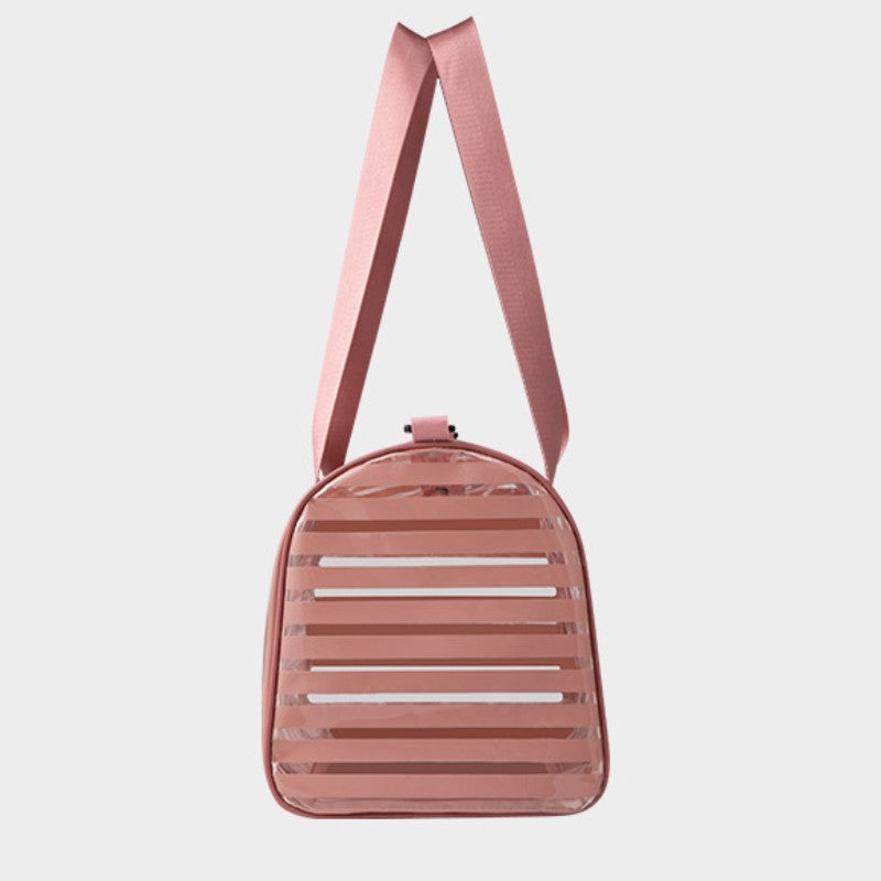 Large Pink Stripe Transparent Wash Bag PVC Handbag Waterproof Travel Storage