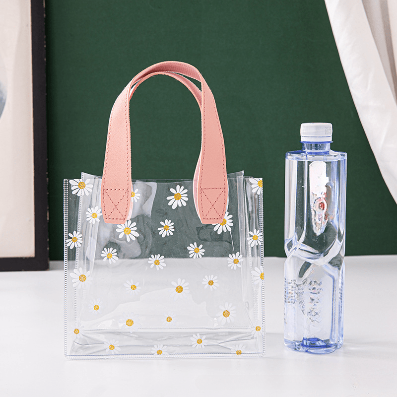 Daisy Transparent Tote Bag Plastic Jelly Bag Hand Gift PVC Toiletry Bag