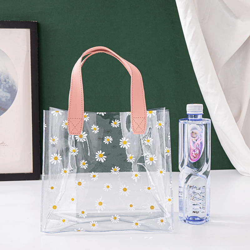 Daisy Transparent Tote Bag Plastic Jelly Bag Hand Gift PVC Toiletry Bag