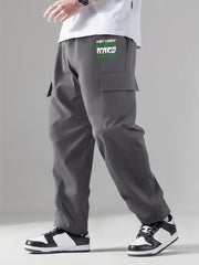 Classic Drawstring Cargo Pants Men's Loose Straight Leg