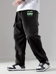 Classic Drawstring Cargo Pants Men's Loose Straight Leg