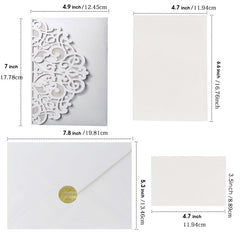 50pcs Laser Cut Pearl Paper Wedding Invitations with Inner Cards and Envelopes