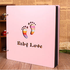 Pink Wooden Baby Growth Album DIY Paste Photo Album