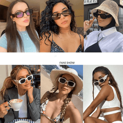 Retro 90s Rectangle Sunglasses Women Small Square UV400 Eyewear